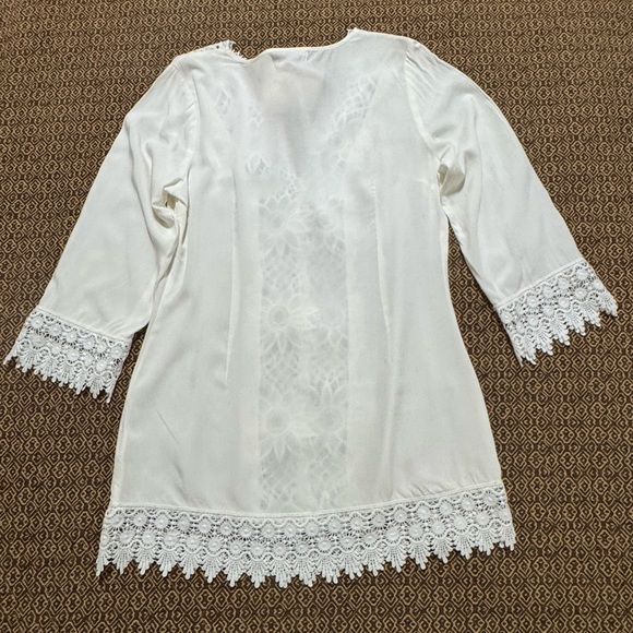 Solitaire Swim Size S White Crochet Lace Rayon Tunic Cover Up - Picture 12 of 12